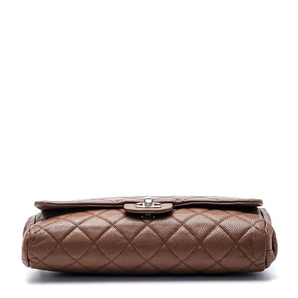 Chanel - Brown Caviar Leather Quilted CC Shoulder Bag